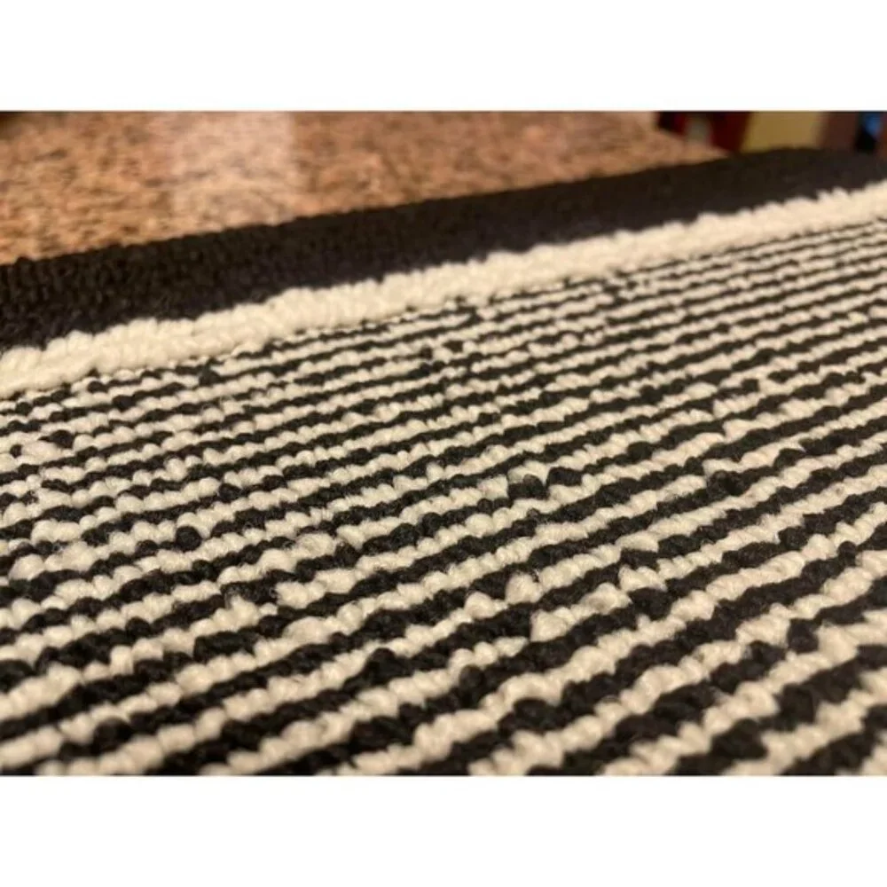 Non Slip Washable, Durable Dirt Resist Half Circle Rug Kitchen Mat 20 x 32 Black
